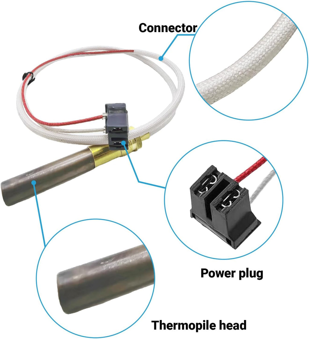 LP Natural Gas Thermopile Sensor Assembly Kit for Water Heater, High 750mV+ Output, Compatible with Rheem Ruud Richmond Pilot Burners SP20824 SP21058 SP20800 SP20739 SP21096