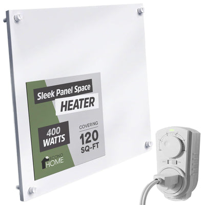 Convection Wall Heater with Thermostat - 400W Electric Wall Mounted Space Heater Panel - Updated Model, 120V - Heats