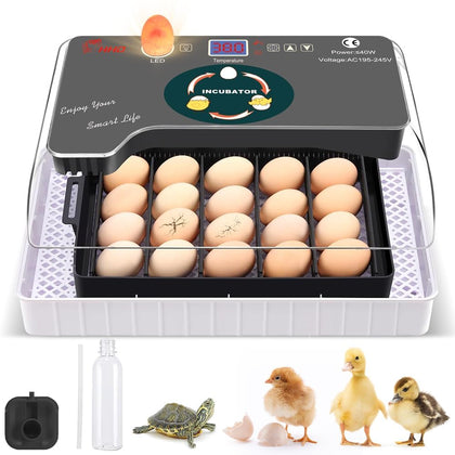 12 Egg Incubator - Automatic Egg Turner, Temperature Control, Built-in Candler, Auto Water Refill for Hatching