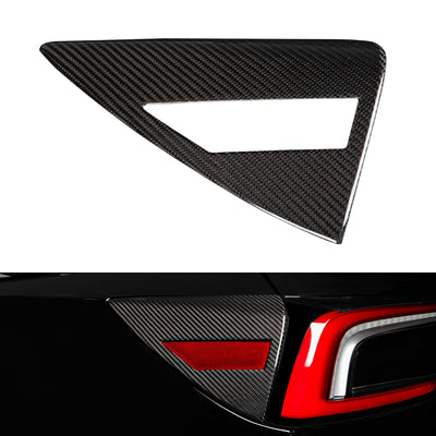 JSWAN Carbon Fiber Charging Port Wrap Cover Fit for Tesla New Refreshed Model 3 Highland (2024+) Charging Port Anti Dust Antiscrach Cover Tail Light Panel Cover (Glossy Charging Cover-Left)