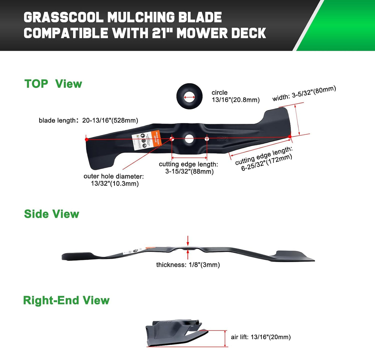 Grasscool HRR2169VKA HRN216 Honda Lawn Mower Mulching Blades Replacement