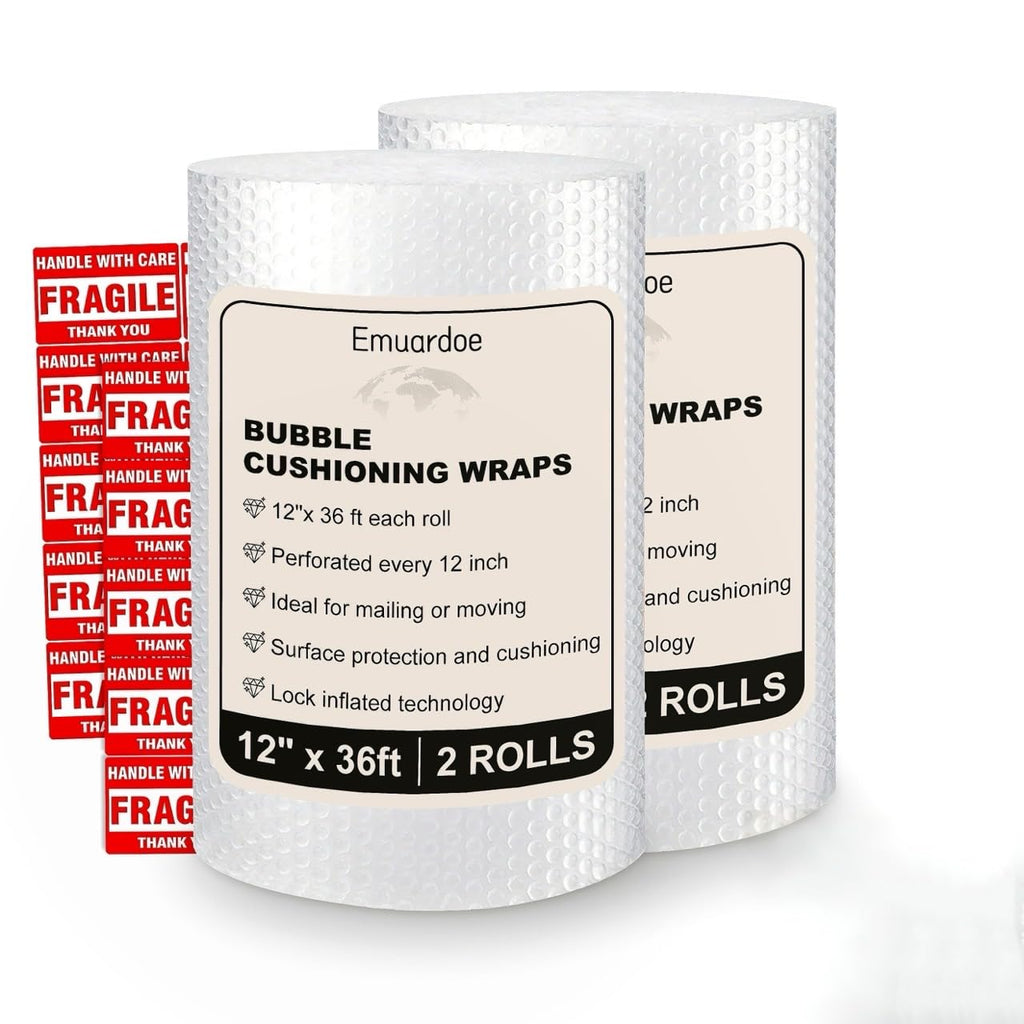 Bubble Cushioning Wrap Rolls-2 Pack 12 Inch x 36 ft- Bubble Wrap
