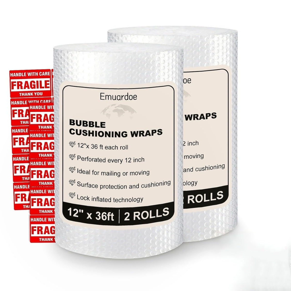 Bubble Cushioning Wrap Rolls-2 Pack 12 Inch x 36 ft- Bubble Wrap