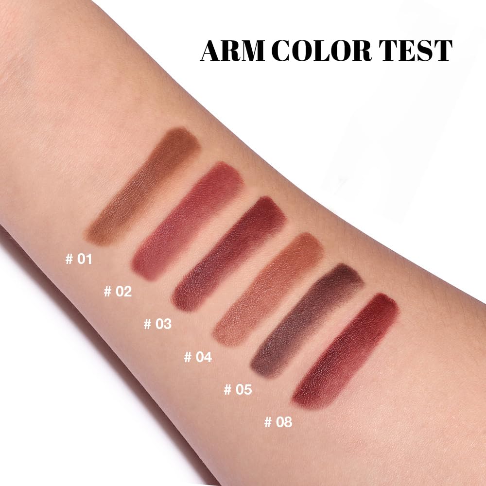 6Pcs Warm Red Brown Nude Maroon Dark Wine Gradient Matte Lipstick Lip Liner Crayon Combo Pencil Set for Women