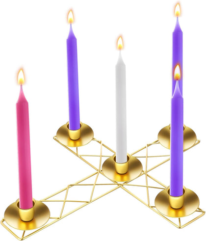 1 Pcs Christmas Advent Candle Wreath Ring Metal Candle Holder for Pillar Advent Rustic Candlesticks Holders for Xmas