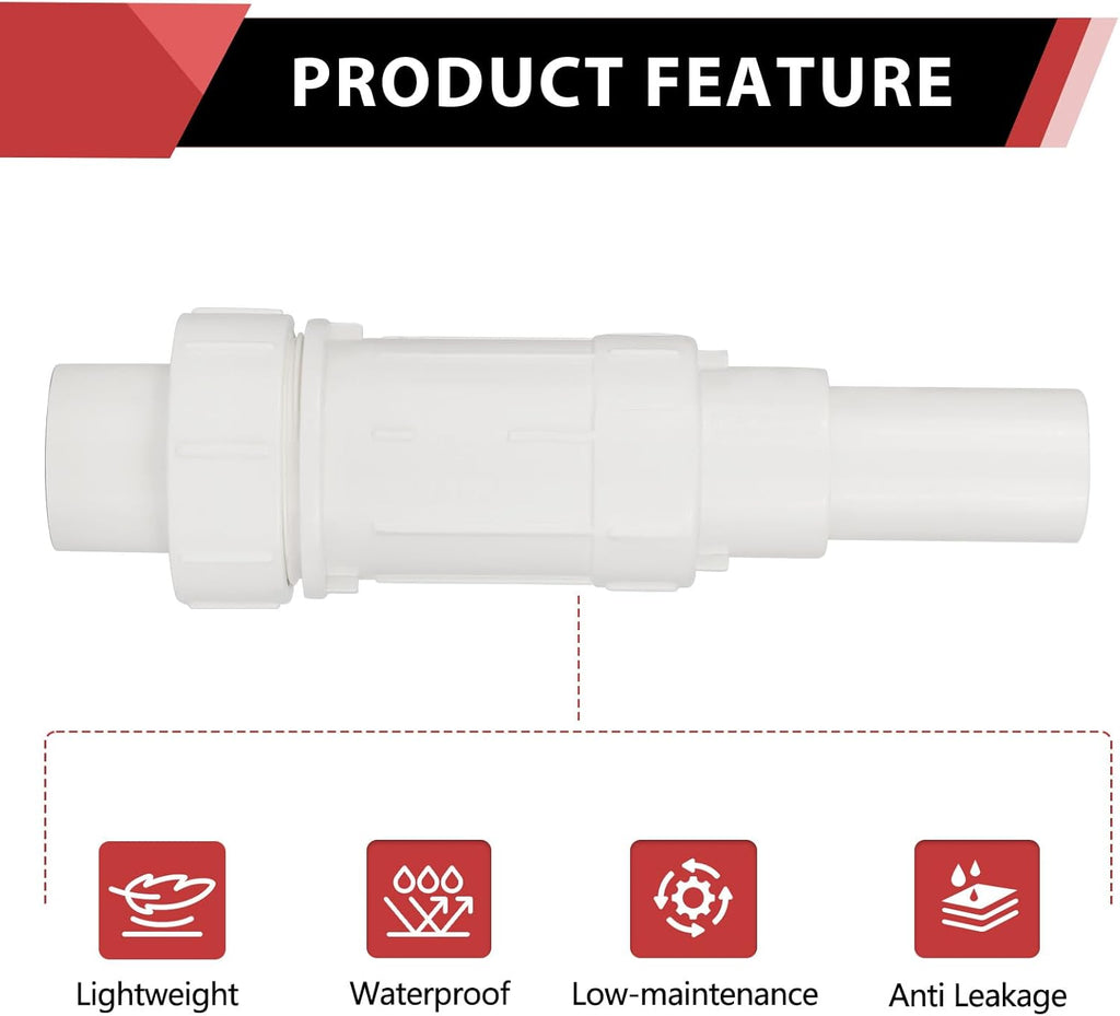 (Pack of 2) EFIELD 1/2 Inch PVC Expansion Repair Coupling for Broken or Cracked Pipe, Schedule 40, White,(PVC028-2)