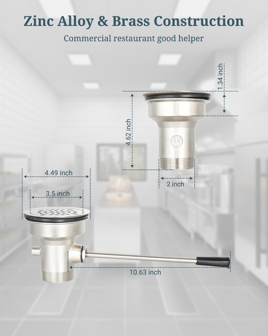 3-1/2 Inch Commercial Sink Drain with Twist Handle Waste Drain Valve