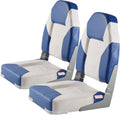2-Pack 21.85" High Back Boat Seat with Thickened Sponge Padding and Hinge, Fold-Down Boat Captain Chairs, Easy to