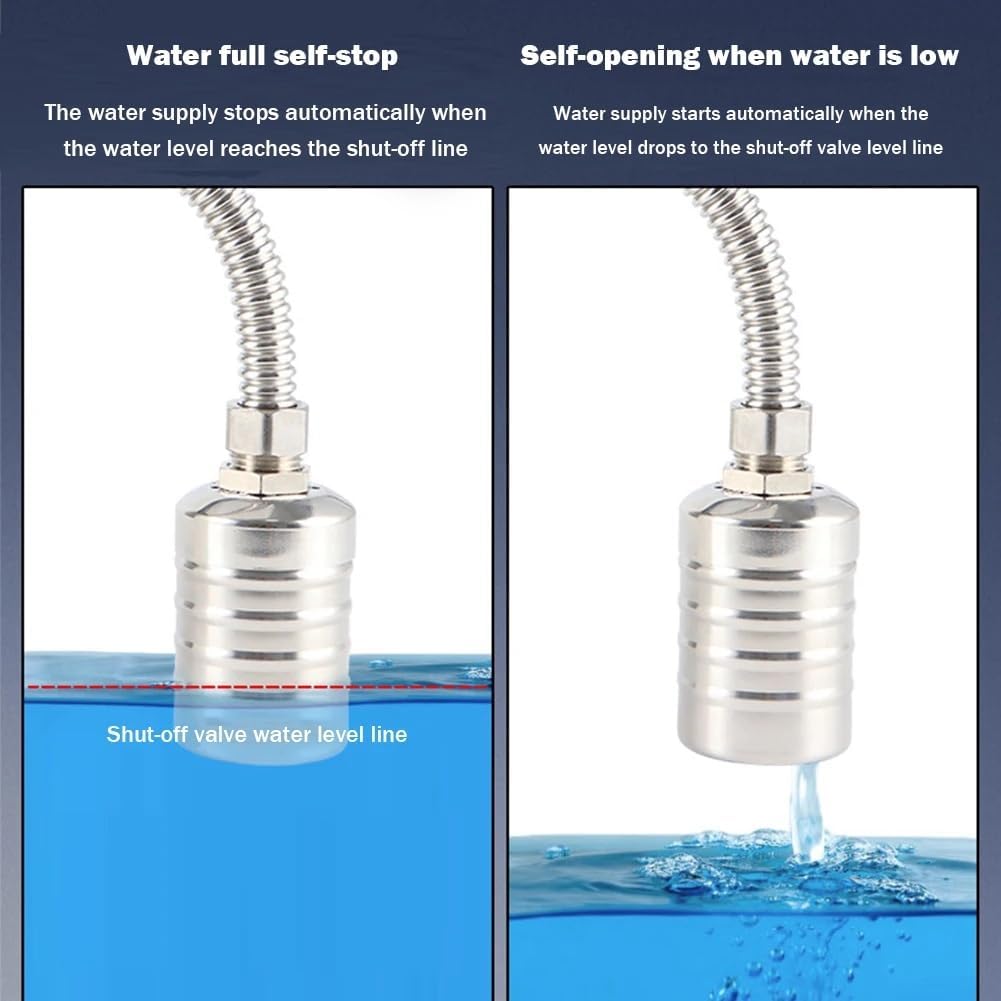 304 Stainless Steel Automatic Float Valve - Fully Automatic Water Level Control, 1/2'' to 3/4'' for Tanks, Pools