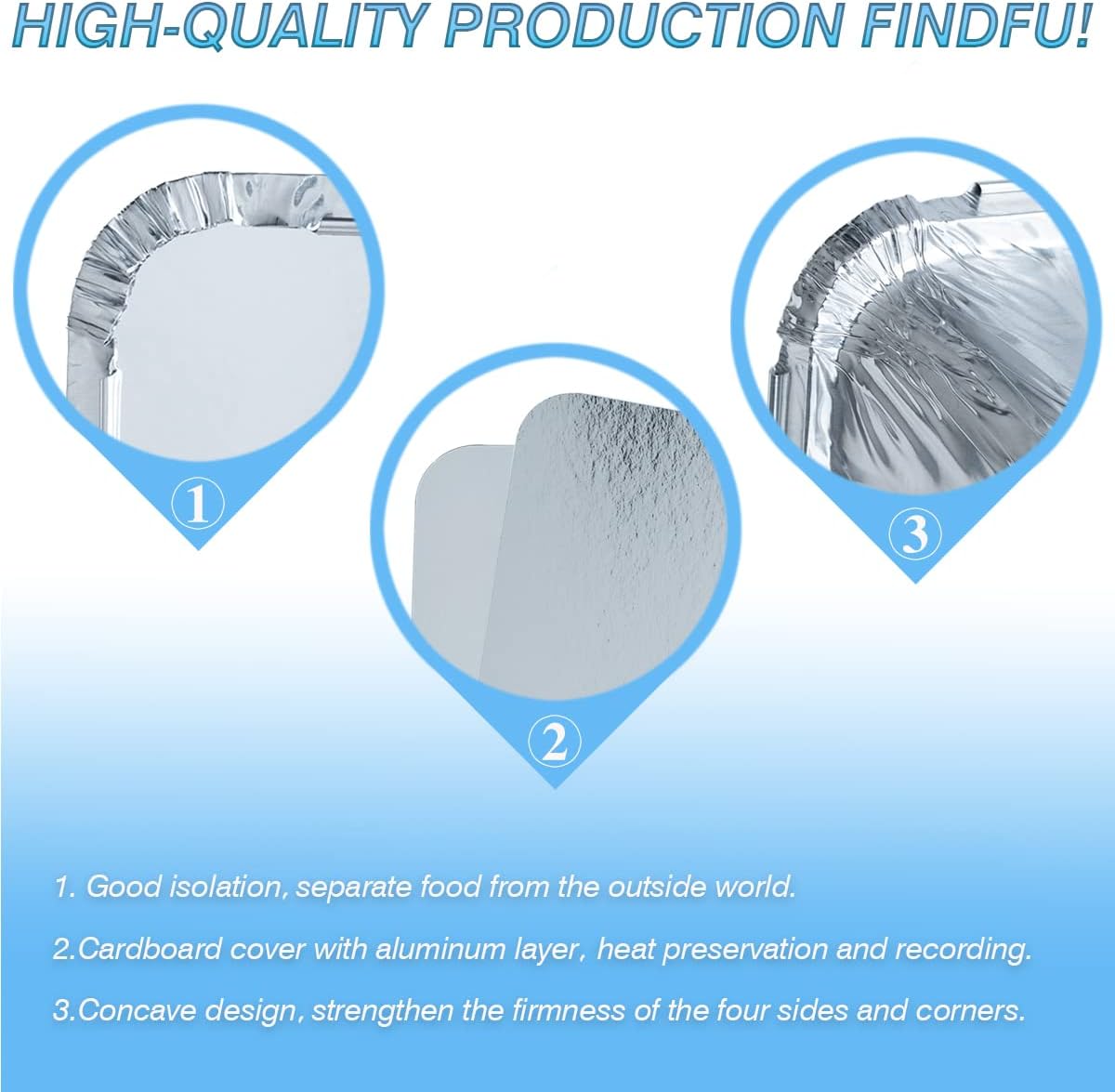 50 Pack Aluminum Pans with Lids(8.5"×6") - 2.25lb