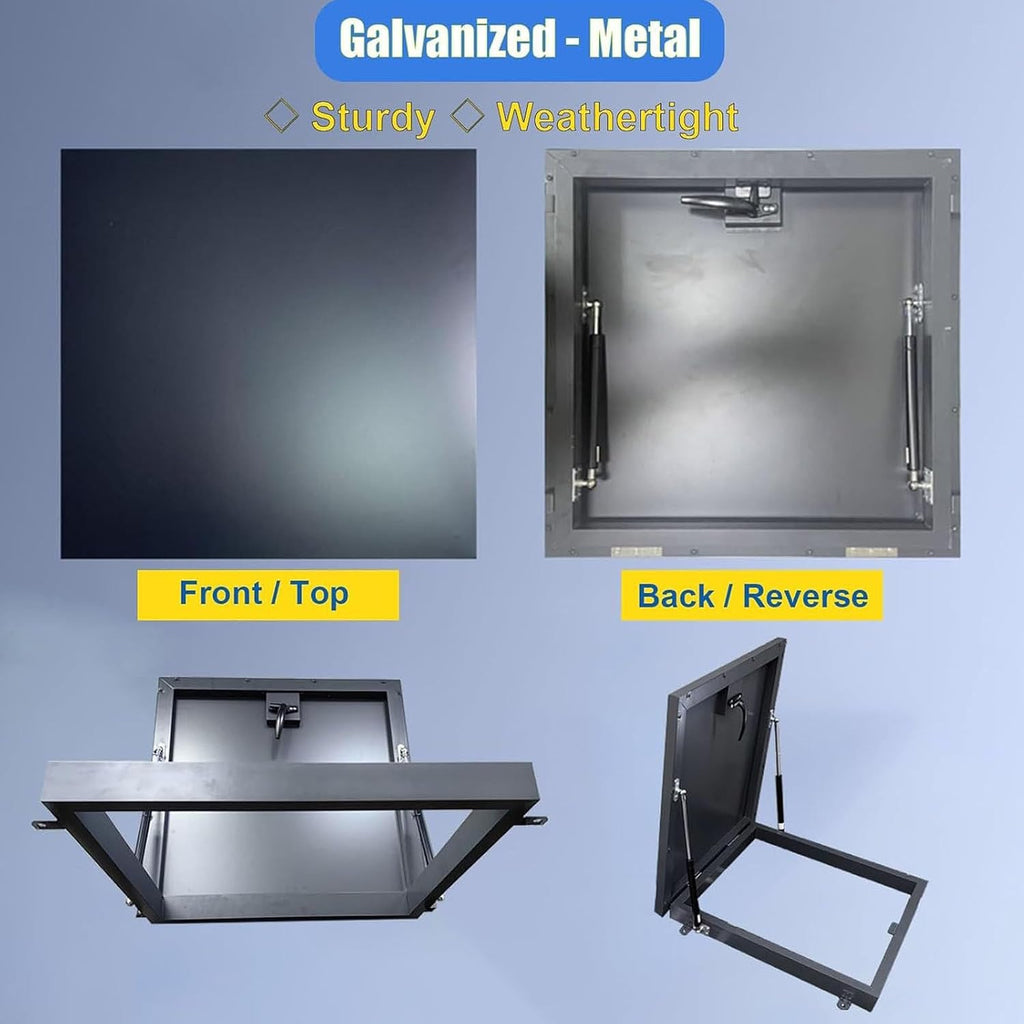 Aluminum Egress Roof Window - Flat Roof Lighting Well with Double-Layer Tempered Glass, Access Hatch for Attic & Sun