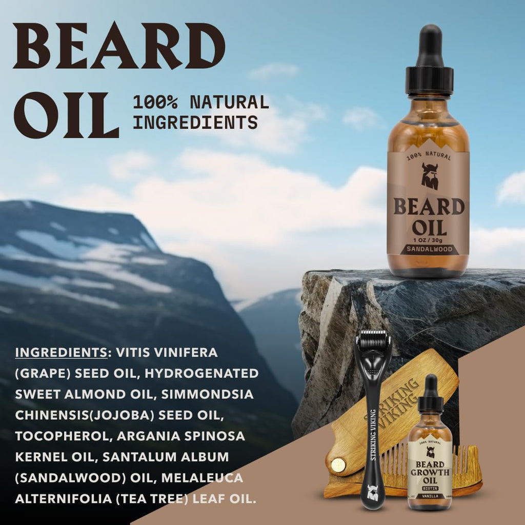 Beard Oil and Balm - Men's Beard Grooming Kit with All-Natural Beard Oil and Leave in Beard Balm Conditioner