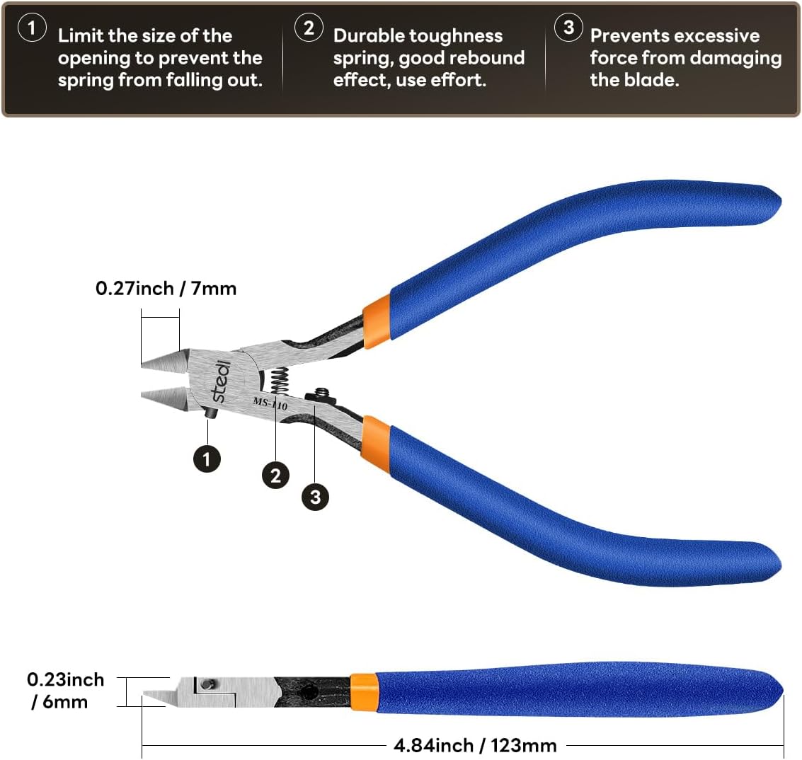 Model Nippers, Sprue Cutter with Ultra-thin Single-Blade | Stiff Spring , Hobby Nippers for Gundam Repairing Plastic