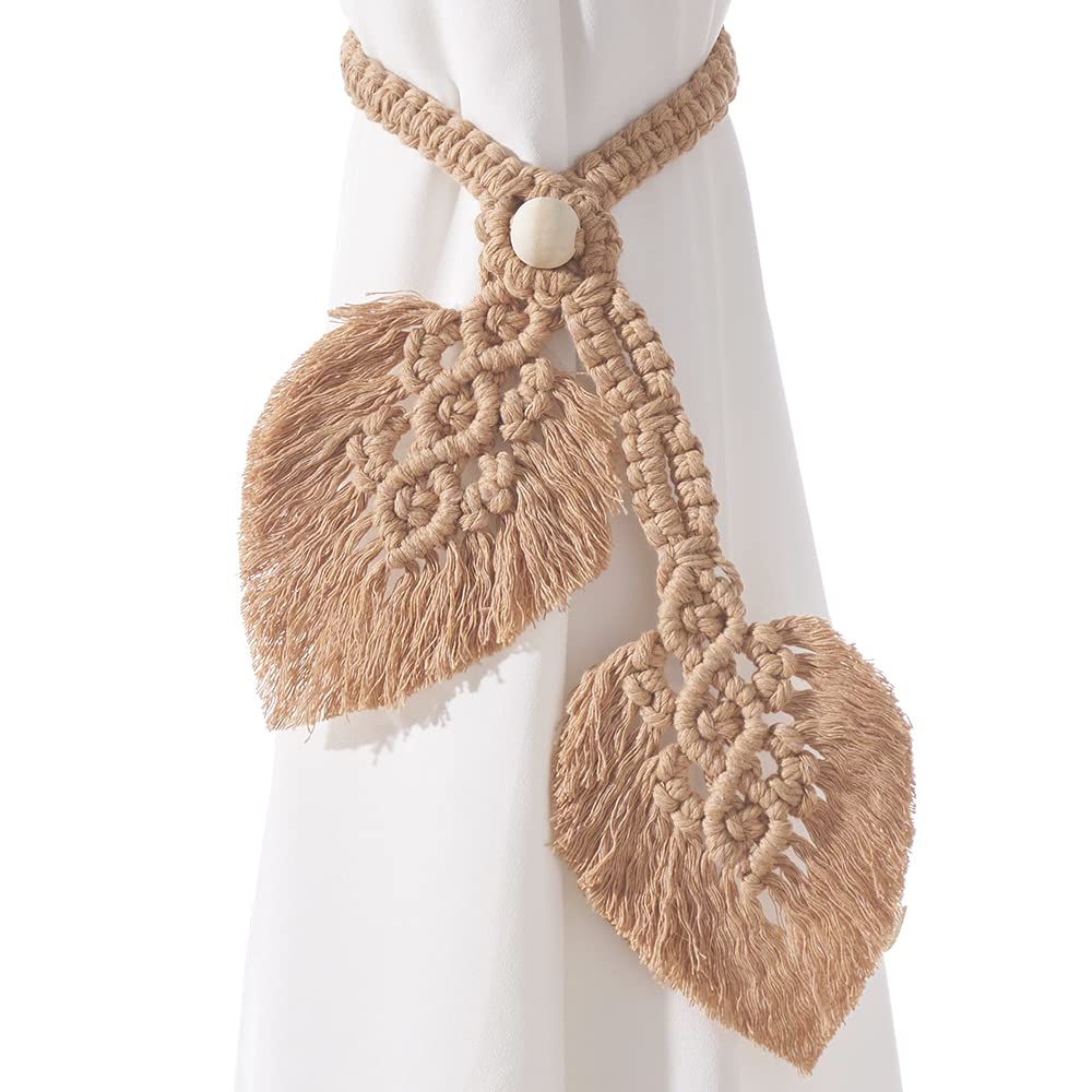 2 Pack Boho Curtain Tiebacks, Apricot