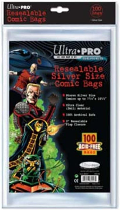 Resealable Silver Size Comic Bags (100 Acid Free Bags)