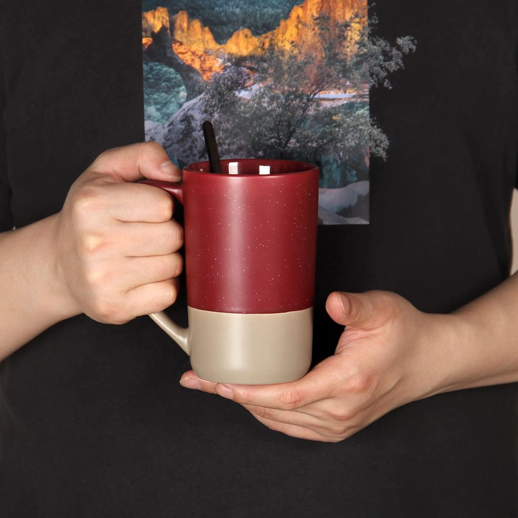 16 OZ Large Coffee Mug, Ceramic Coffee Mugs, Big Tea Cup, Red