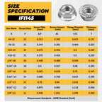 100pk #10-32 Flange Nuts, 304 Stainless Serrated Flange Lock Nuts