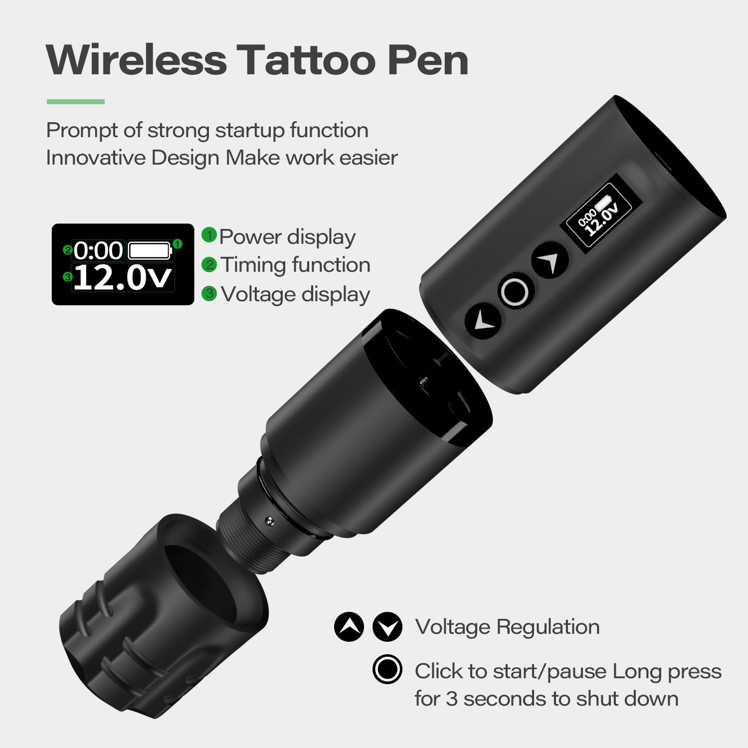 Tattoo Pen Machine Kit, 20 Cartridges & 7 Practice Inks（black）