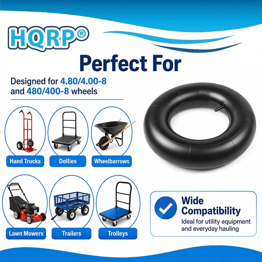 Wheelbarrow Tire Inner Tube 4.80/4.00-8 Replacement for Hand Truck, Dolly, Lawn Mower, Trailer - 15.5 in Outside