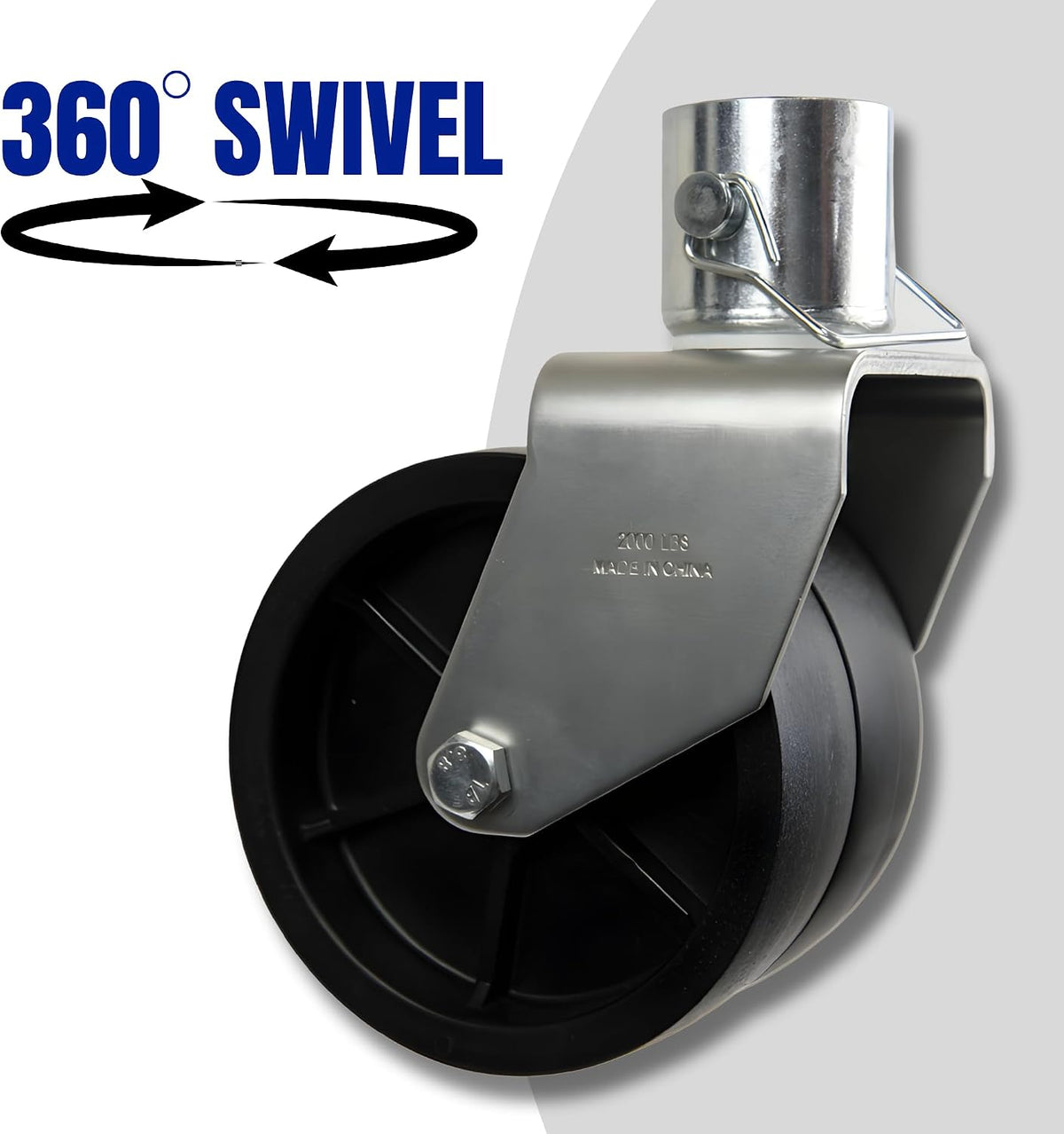 6" Trailer Tongue Jack Double Caster Wheel 2000lbs Capacity, with Pin, Swirl Jack, Dual