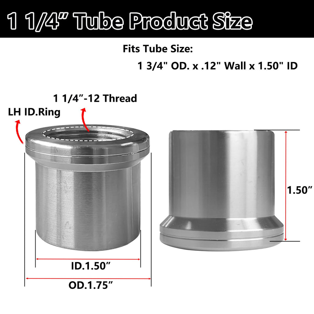 Beigaoxu 1 1/4" Heim Joint Rod End Kit, Chromoly with Spacers, 2 Pair