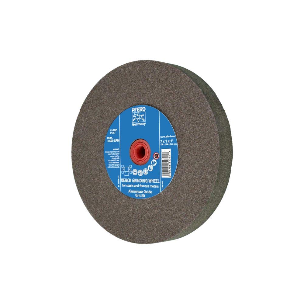 PFERD Vitrified Bench Grinding Wheel 7" x 1" x 2", 80 Grit (1PC)