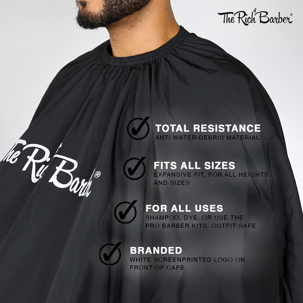 360 Barber Cape - Lightweight Professional Hair Cutting Apron - Water Resistant Cloth Haircut Gown - Universal Fit