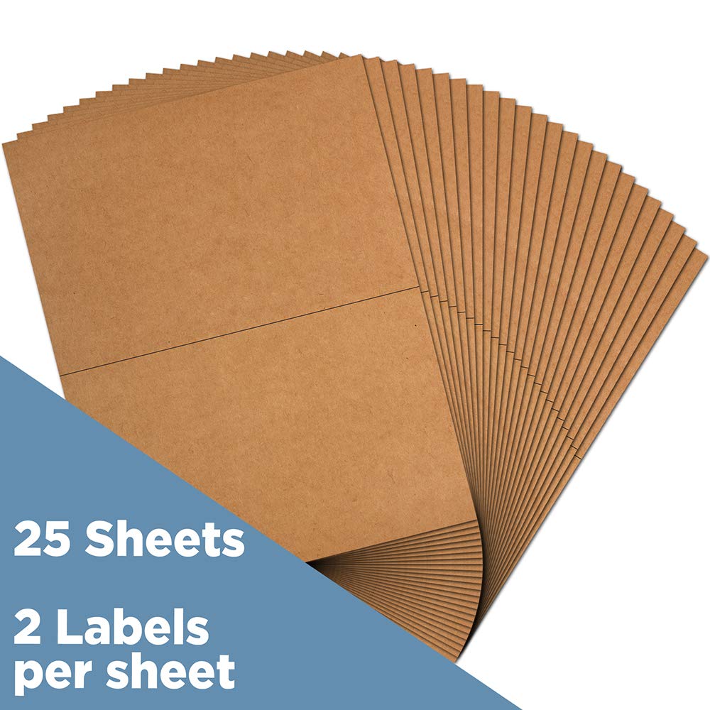 Shipping Labels - Half Page - 5 1/2 x 8 1/2 - Brown Kraft - 50/Pack