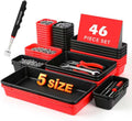 46Pcs & 5 Sizes Tool Box Organizer Tray Set with 15Lb Magnetic Pickup Pen,Drawer Organizer Bin, Garage Organization