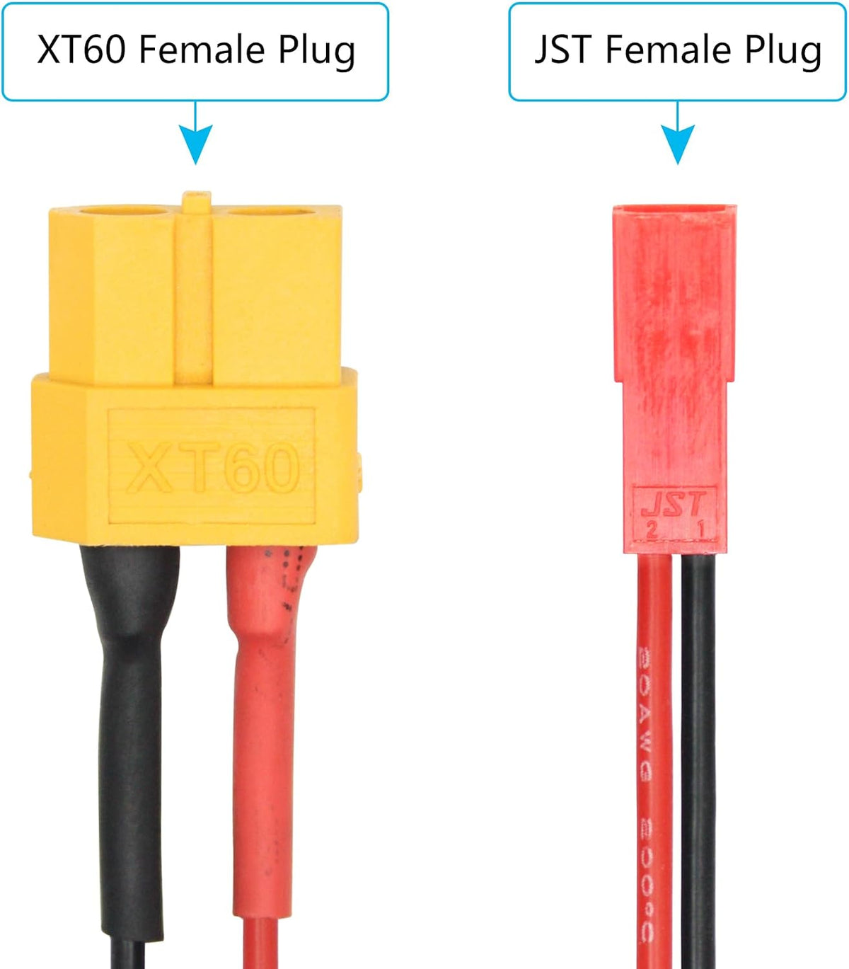 3Pcs Short XT60 to JST Connector Adapter 3", Battery Connector Plug