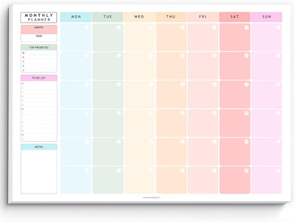 Monthly To Do List Notepad | Monthly Planner Desk Pad, Brain Dump, Organizer and Priority List | 50 Undated Tear Away