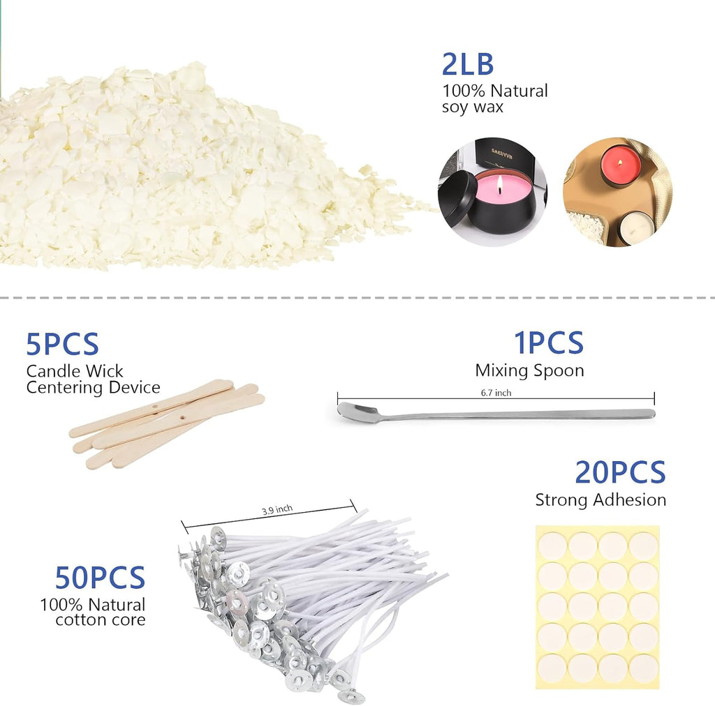 2 lbs Natural Soy Wax for Candle Making with Pouring Pot | Natural Soy Wax Flakes,Candle Wax for Candle Making,Candle