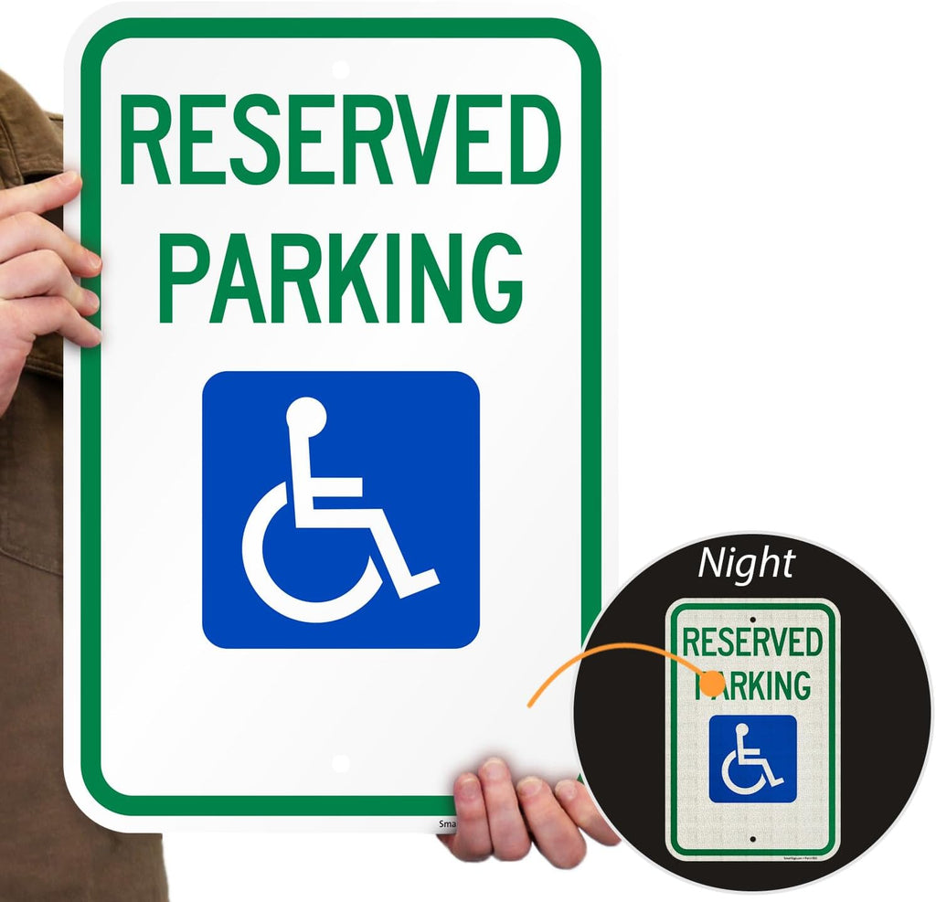 (Pack of 2) 18 x 12 inch Federal Handicap Reserved Parking Sign, 120 mil Aluminum Composite (ACM), Engineer Grade