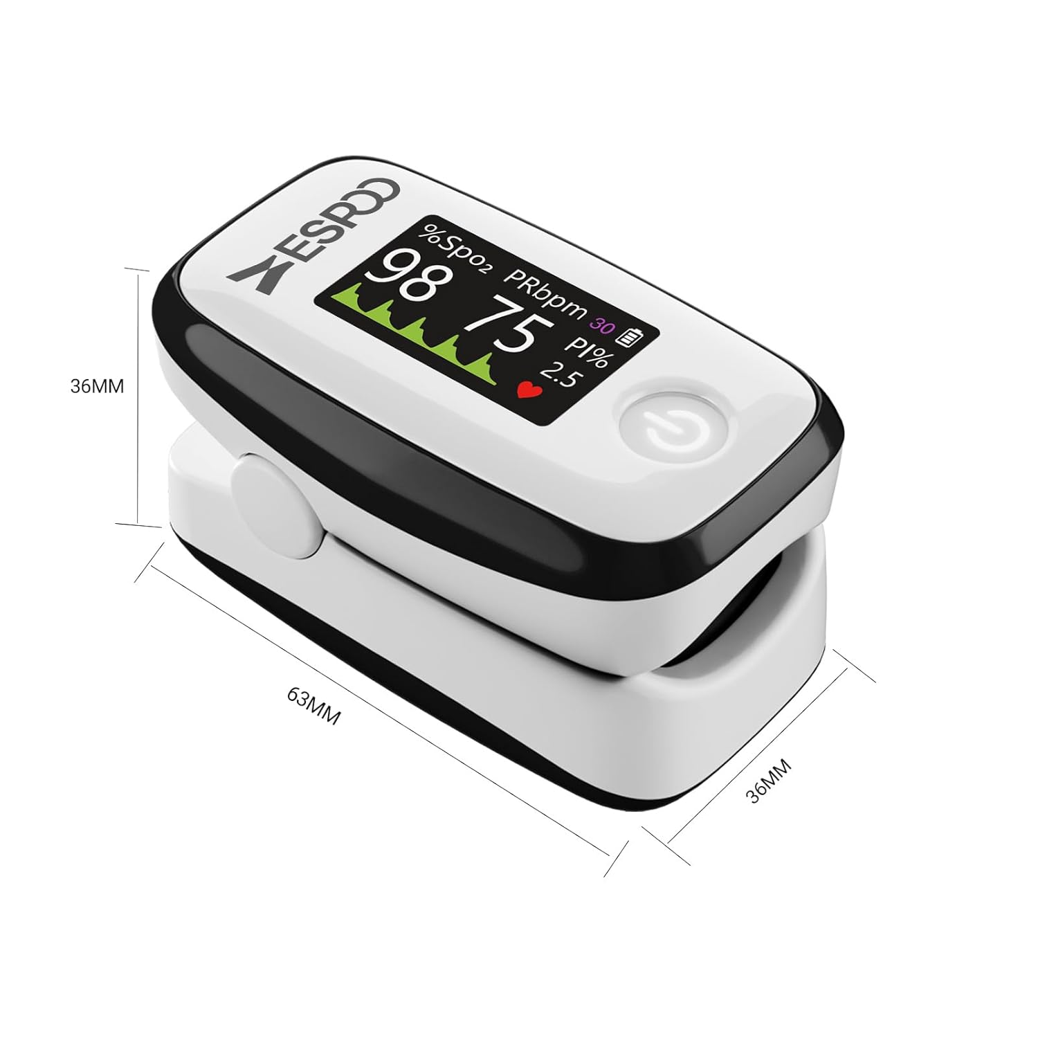 Pulse Oximeter Fingertip, Blood Oxygen Monitor, 4 colors 1.14'' TFT Alarm & Brightness Adjustable