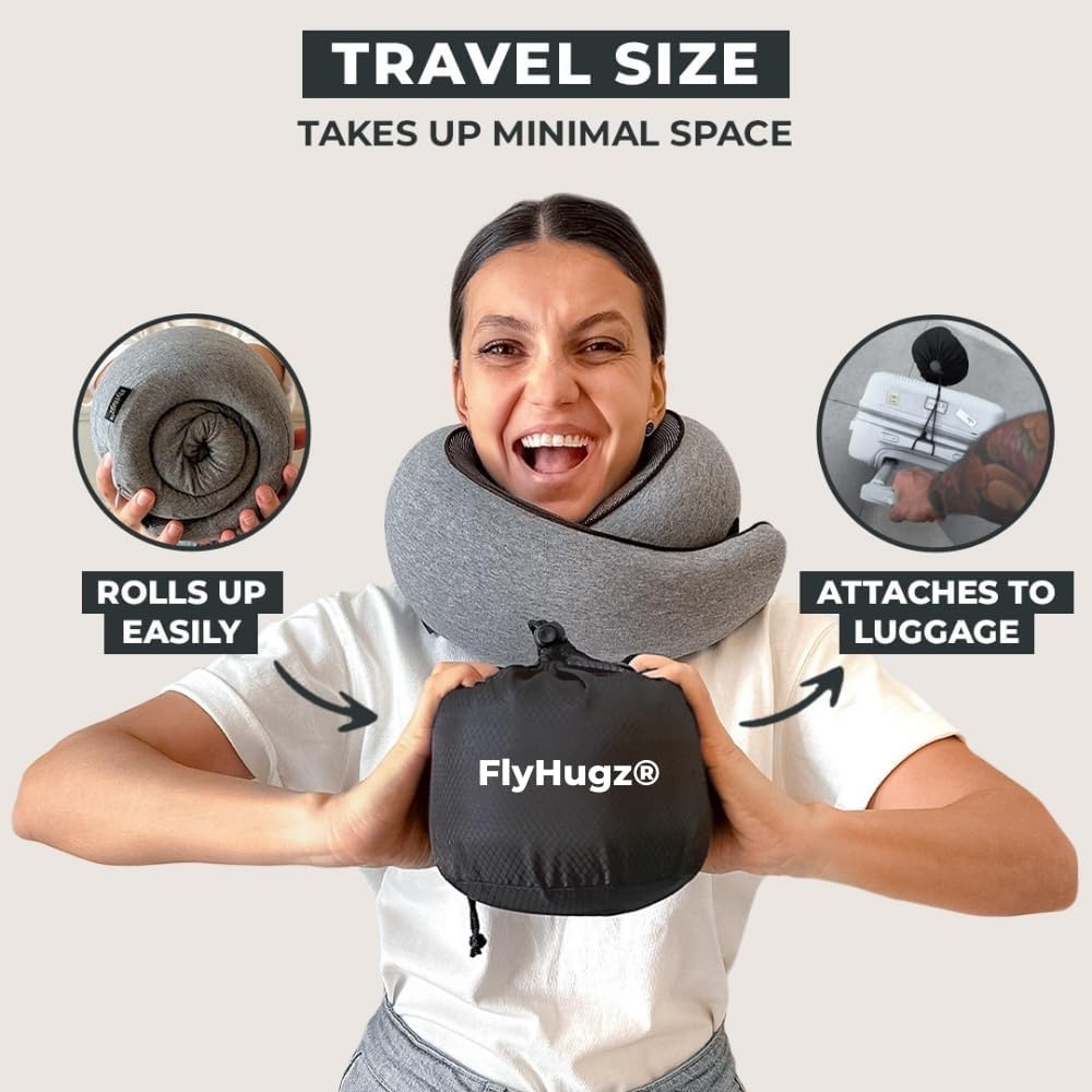 Neck Travel Pillow Memory Foam Neck Pillow for Comfort on Airplane Compact and Ergonomic Design for Travel, Car