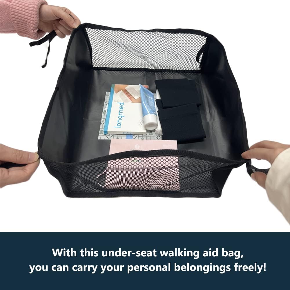 Wheelchair Under Seat Storage Carrier - Elderly Rollator Mesh Organizer Bag for Four Wheel Rollator, Under Seatneath