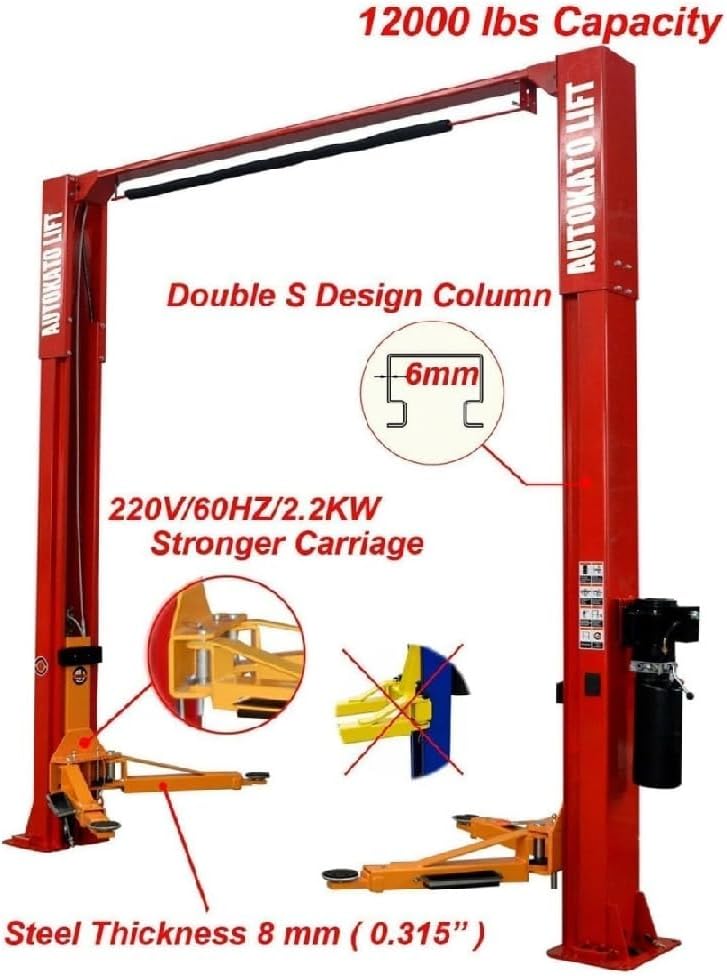 KT-M120L 12000lbs Two Post Lift Auto Lift 2 Post Car Lift Extra Height 167” / 4.235M Max Wide 151 Inch Truck Clear