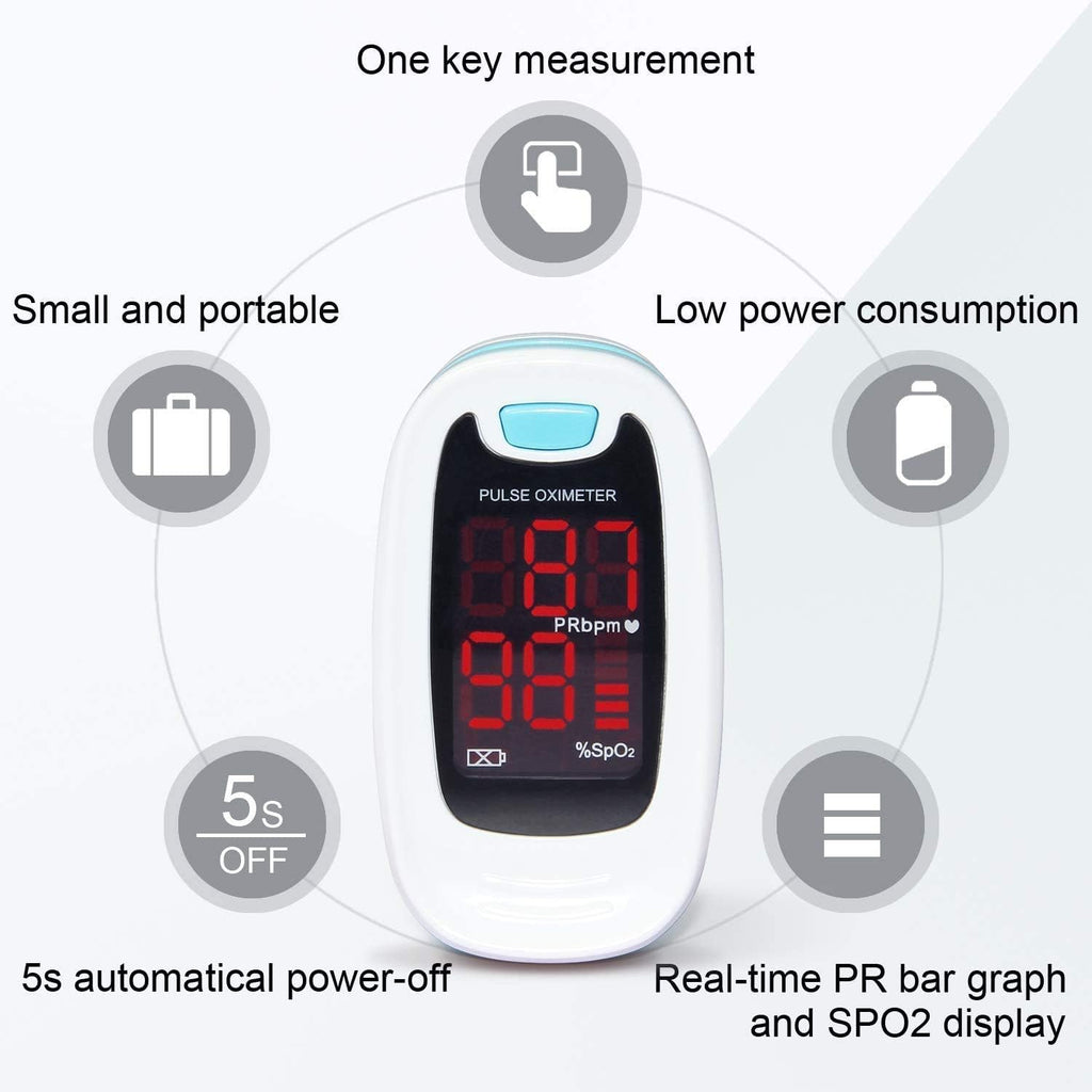 LED CMS50M Pulse Oximeter,SpO2 and PR Value Waveform Blood Oxygen, Neck/Wrist Cord