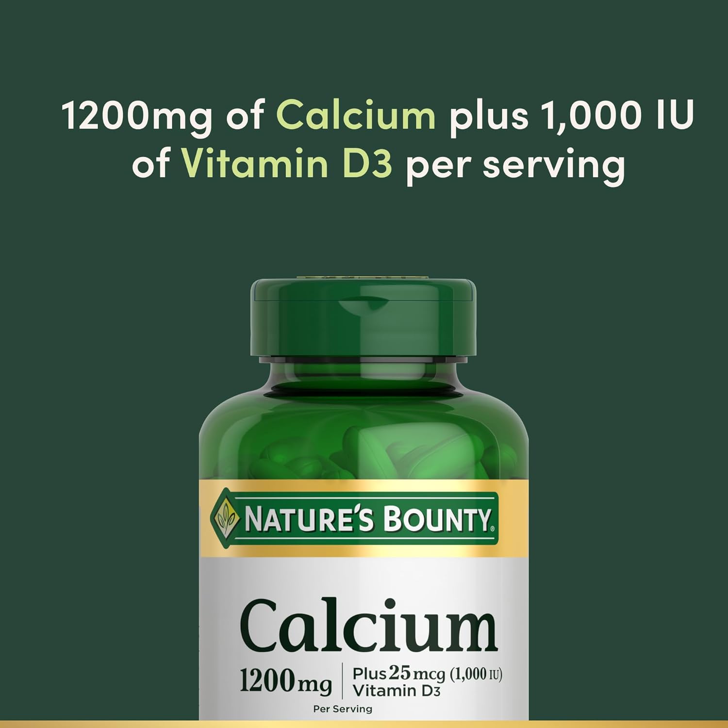 Calcium 1200 mg with 1000 IU Vitamin D3 - Bone Health Softgels, Calcium and Vitamin D Supplement, Gluten Free, 2