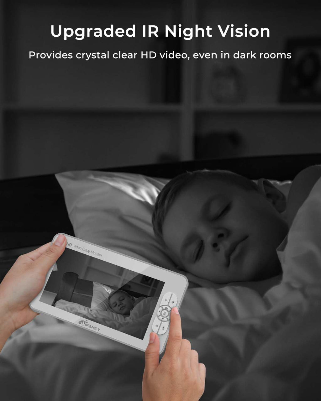 7" Large Split Video Baby Monitor with 2 1080P HD Cameras and Audio | Up to 120hr Battery Life,Hack Proof,Video Baby