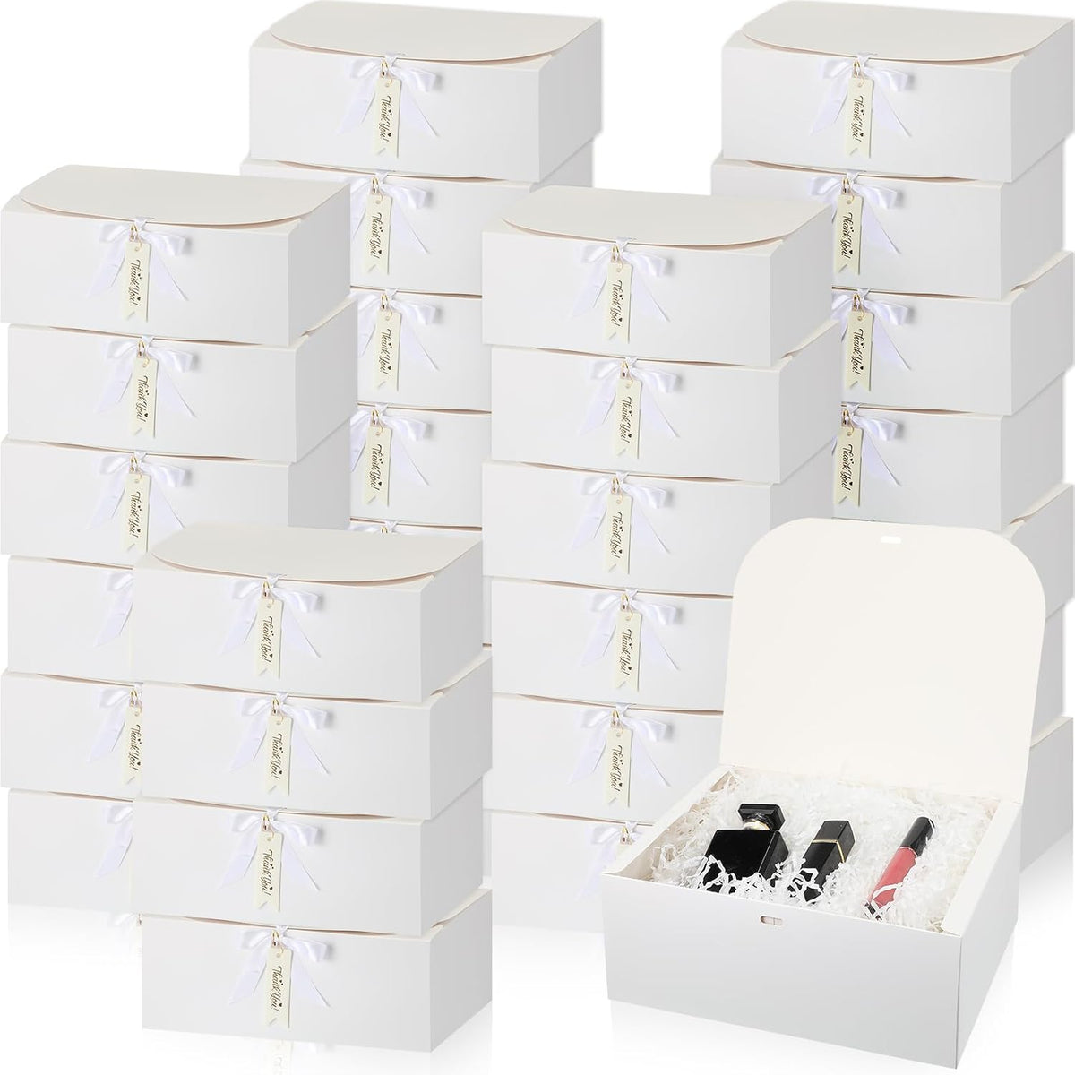 36 Pack White Gift Boxes with Lid Ribbon Bridesmaid Proposal Box
