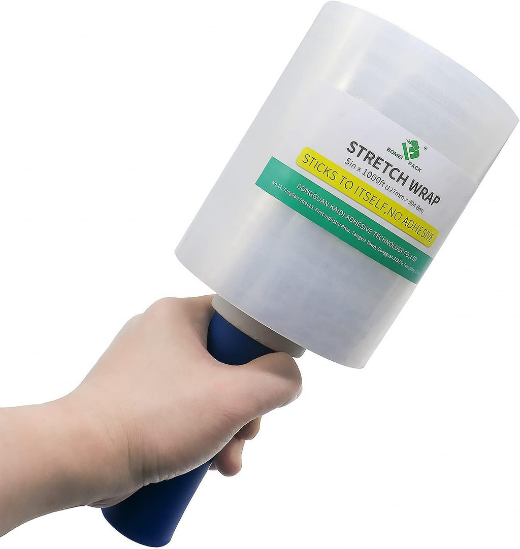 Plastics Industrial Mini Stretch Wrap Film Replacement 5" x 1000ft Roll, 80 Gauge for Moving, Packing Wrap Industrial