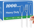 1000 Count Plastic Silverware Heavy Duty -Spoons,Forks,Knives
