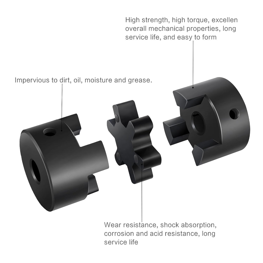 XiKe L075 Flexible L-Jaw Coupling 7/16" to 1" Bore with Keyway & Spider