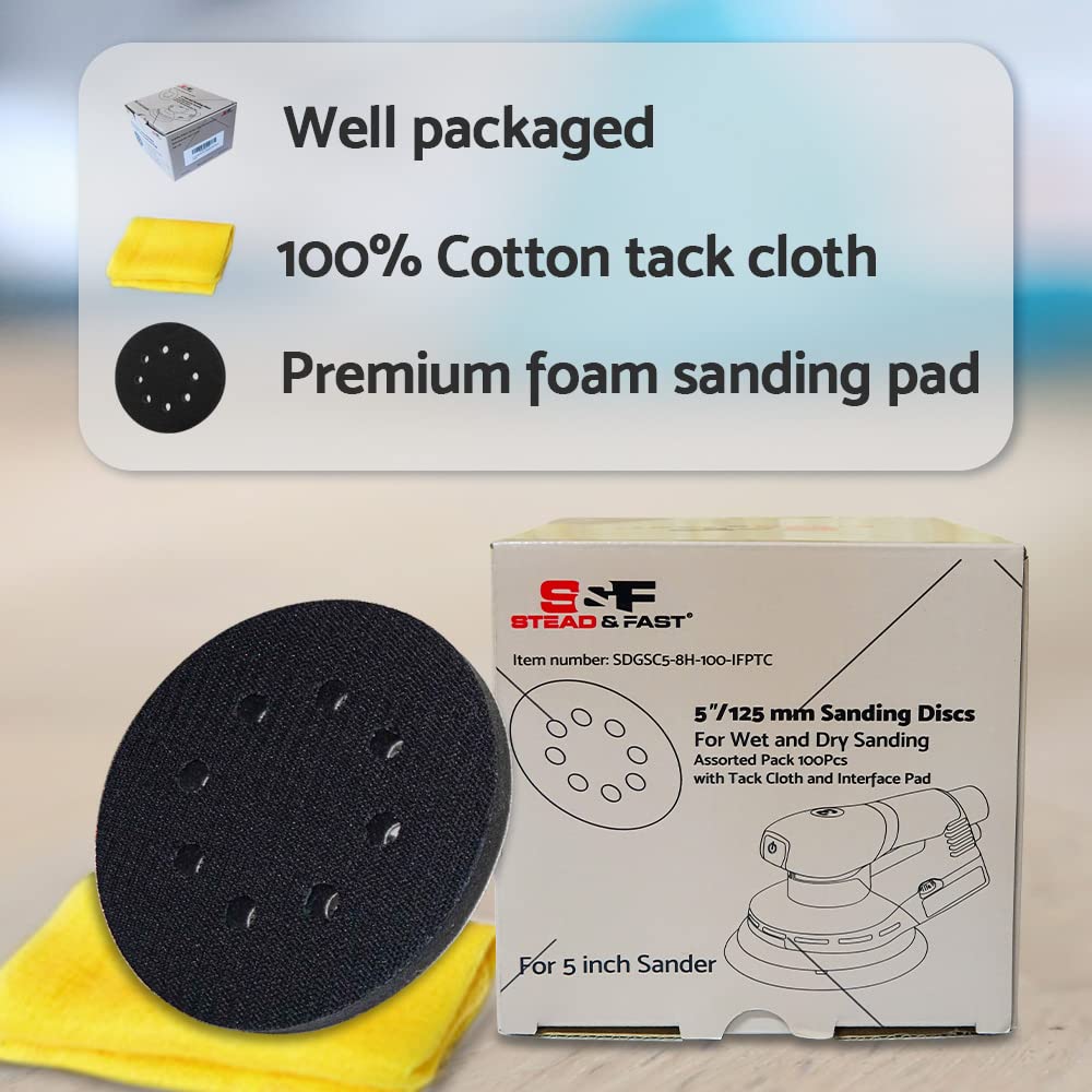 5 inch Wet Dry Sanding Discs Hook&Loop 100 pcs | 80 180 220 400 600 800 1000 1500 2000 3000 Grit Silicon Carbide
