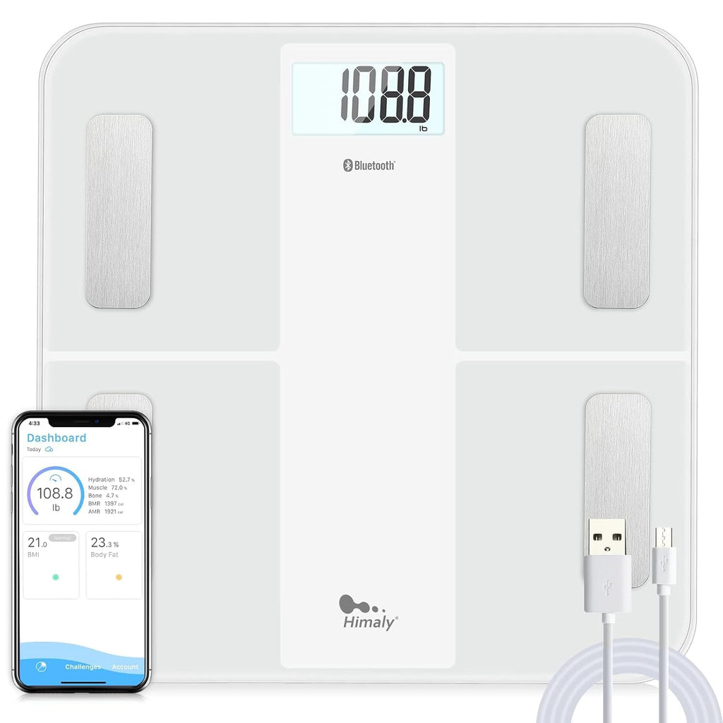 USB Rechargeable Smart Scale for Body Weight, Digital Bathroom Scale