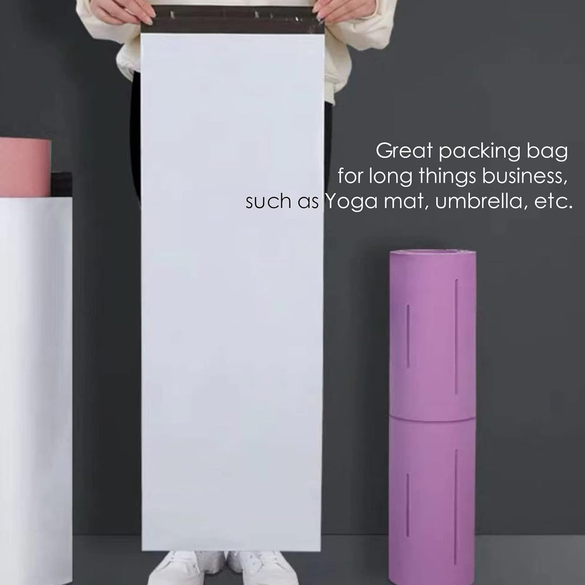 Poly Mailers Long Shipping Bags 6x25 Inch 50 Pack Envelopes Bag for Unique Items Storage Packaging, White Self
