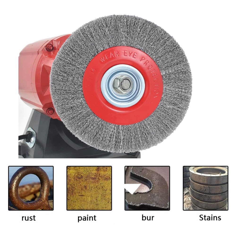 8in Wire Wheel Brush for Bench Grinder, Coarse Crimped Steel-1pcs