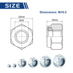Kozelo 5Pcs M16-2 Nylon Locking Hex Nuts CarbonSteel Blue and White