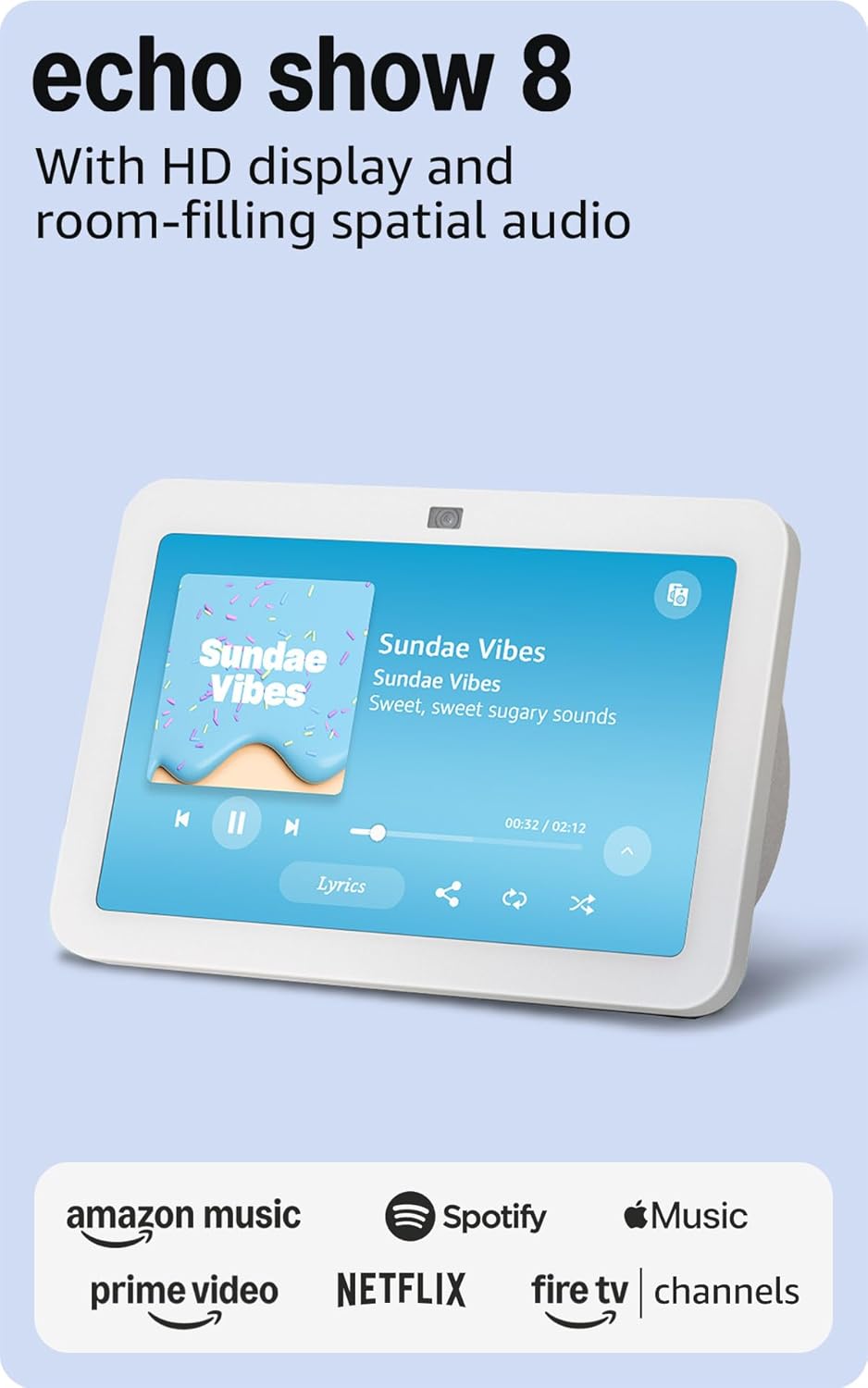 Like-New Amazon Echo Show 8, With Spatial Audio, Smart Home Hub, ideal for open living spaces, Designed for Alexa+